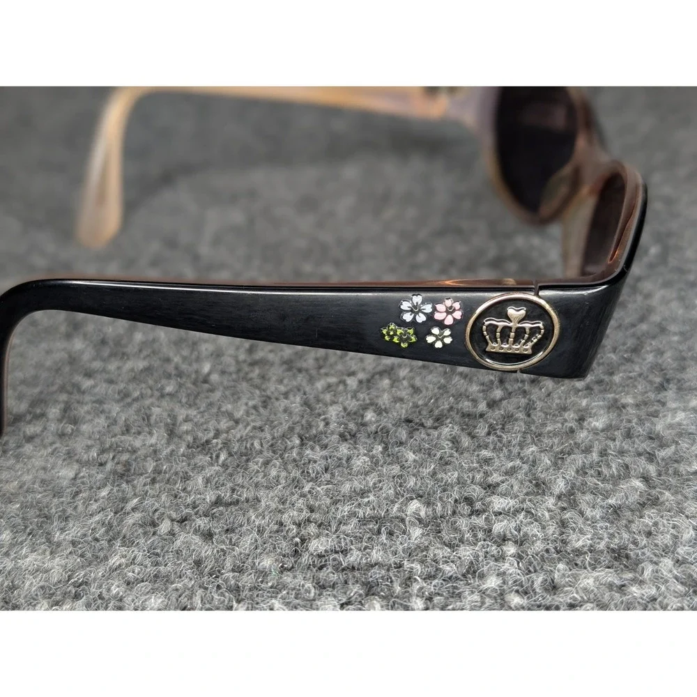 Juicy Couture‎ Kids Size Sunglasses Crown Flowers Black Pink Girls Y2K Vtg